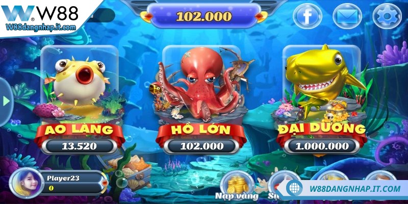 Hướng dẫn chọn phòng bắn cá phù hợp W88 để săn thưởng lớn Mỗi cấp độ bắn cá đều có những đặc điểm khác nhau